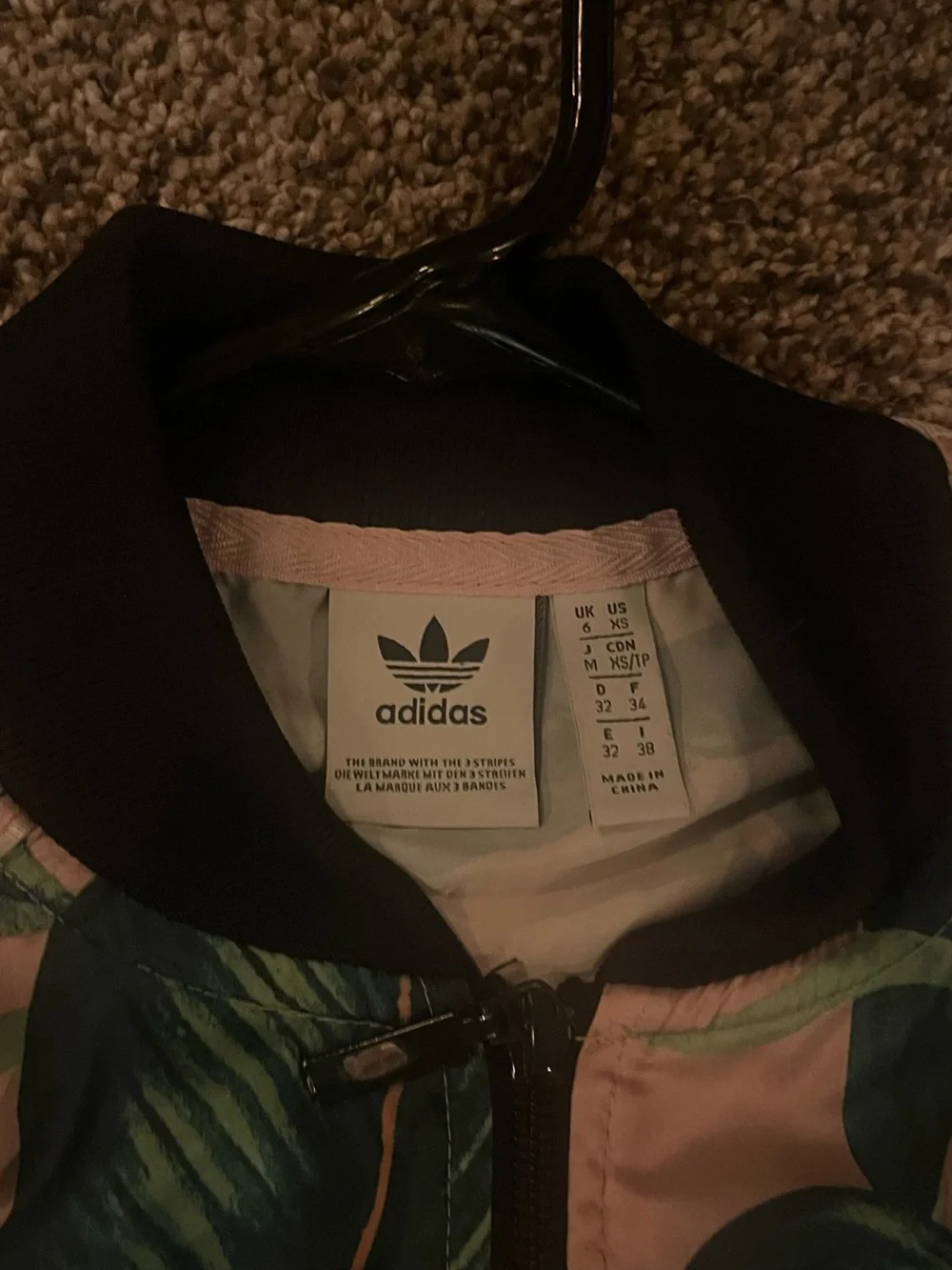 adidas Pink and Green Tropical Print Bomber Jacket Farm Rio